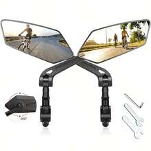 2-Pack Bicycle Rearview Mirrors 360° Adjustable HD Anti-Vibration Side Mirrors Universal For Electric Bikes/ Scooters - màu đen - Xem 1