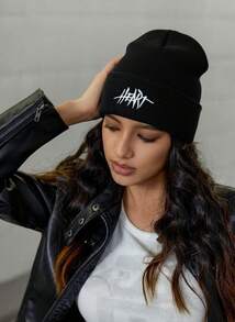 DareSee 1顶秋冬针织帽，带刺绣字母，休闲保暖滑雪帽，情侣新年音乐节必备 - 彩色 - 查看 5