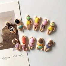 6pcs/12pcs Cute Resin Swimming People Fridge Magnets, Home Decor Magnets - Multicolor - View 3
