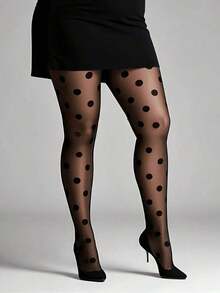 1/2/3 Packs Plus Size Women's Black Retro Large Polka Jacquard Pantyhose |     Vintage & Sculpting Tights Statement Style - màu đen - Xem 3