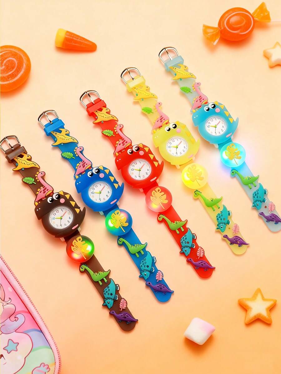 1pc Macaron Color 3D Car Print Arabic Numeral Scale Round Dial Silicone Non-Waterproof Quartz Watch, Suitable For Birthday Gift, Graduation Season, Year-End Promotion, Singles Day, Etc. - Multicolor - View 1