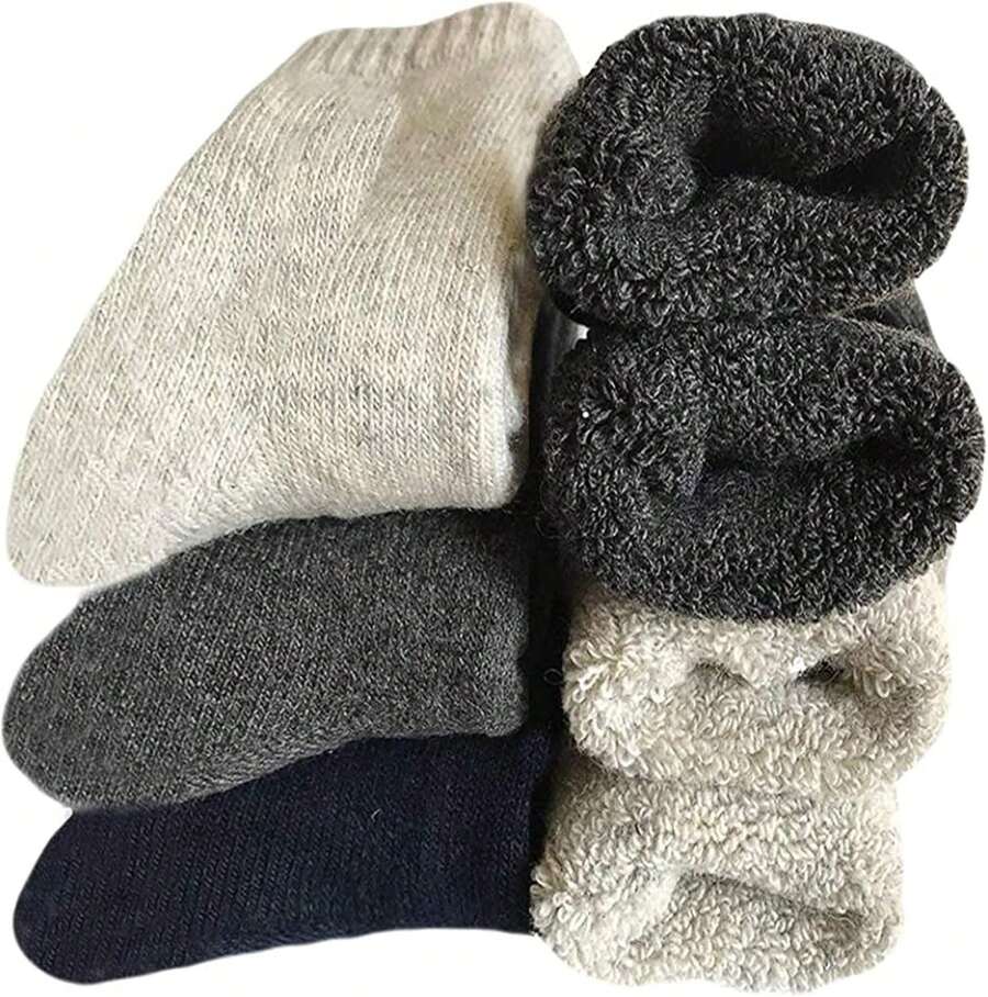 Calcetines térmicos de lana grueso de invierno merino para hombre, suaves, cálidos y cálidos(Paquete de 3/5) - Multi1-5pack-super grueso - Ver 1