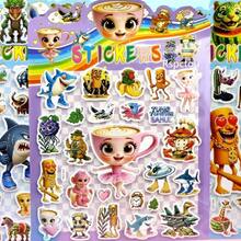 Tung Tung Tung Sahur 卡通泡泡贴纸 意大利风格 抽象动物贴花 行李箱 手机 笔记本贴纸装饰，3D浮雕水晶立体贴纸，水果兔子，儿童手工教育DIY装饰材料礼品贴纸，螺旋笔记本，办公学习用品，男女通用，提高工作效率，办公学习用品，返校必备，学习用品 - 彩色 - 查看 3