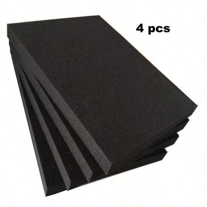 2/4片装黑色聚氨酯泡沫内衬，尺寸为16 x 12 x 1.2英寸，可裁剪，适用于工具箱、相机、工艺品和储物箱。
