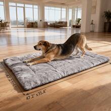 Extra-Large Plush Dog Sofa Bed- Thick & Super Soft Striped Pet Mat With High-Quality Polyester Fiber Fill, Durable Comfort For Small To Large Breeds, Durable & Cozy Pet Bed For Small To Large Breeds, Pet Comfort Mat, Pet Lovers, Stylish Pet Furniture - 灰色 - 查看 9