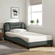 vidaXL Bett Mit Matratze "Hvar" Dunkelgrau 100x200 Cm Stoff - Grey - View 3