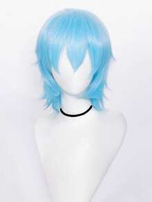 男女通用角色扮演短款反卷波波头，带刘海，蓬松波浪动漫风格，16英寸耐热合成纤维假发，角色扮演精灵短发，动漫发型 | 精灵短假发 - 彩色 - 查看 34