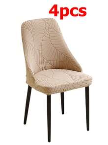 1/2 pièces Housses de chaise à motif feuilles Couleur unie Anti-dérapante Housses de siège Extensibles pour chaise de salle à manger Cuisine Hôtel Banquet