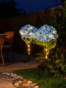 1pc Solar Powered Hydrangea Light, Outdoor Garden Artificial Flower Ambiance Lamp, Waterproof LED Landscape Light For Yard, Garden Path, Patio Decor, Party Backdrop And Romantic Night Scene Decoration - Solar-powered Hydrangea Ground Light - View 11