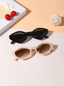 2副青少年（12-16岁）几何钻石框时尚眼镜，适合假日郊游、服装搭配和节日礼物 - 彩色 - 查看 2