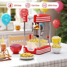 19 Oz Popcorn Machine With Stainless Steel Kettle, Halogen Light, Kernel Oil Scoops - US A Type Plug(110-127V) - View 3