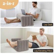 Inflatable Reading Pillow Laptop Lap Desk With Inflatable Bag Adjustable Gaming Pillows For Bed Couch Floor Portable Leg Elevation Pillow For Comfortable Reading Working Crocheting - 灰色 - 查看 3