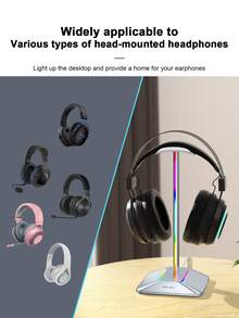 RGB Lighting Gaming Headphone Stand With Type-C Expansion Headphone Holder - Multicolor - View 8