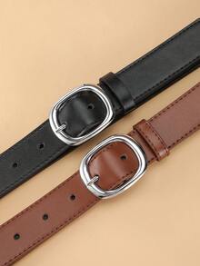 1pc Women's Minimalist Fashion Versatile Metal Buckle PU Leather Belt, Suitable For Dresses, Jeans, Pants, Stylish And Elegant City Lady Belt - Multicolor - View 3