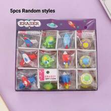 5/10/20/36 piezas Borradores de 3D de diseño de naves espaciales de dibujos animados - Creativos, lindos y desmontables, ideales para recompensas de estudiantes y regalos para niños - Multicolor - Ver 6