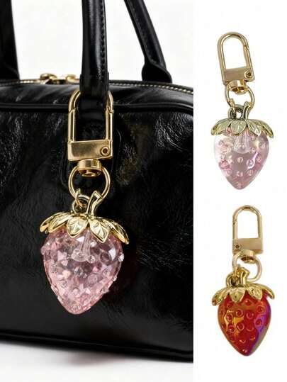 可爱便携草莓樱桃包包挂饰，钱包装饰钥匙扣，时尚背包挂件，手提包挂件装饰，情侣钱包挂件，情侣包包配件礼物，青少年女孩、女性、大学生、职场新人及白领的汽车配件，女士钥匙链挂件，钥匙挂绳，学习用品，教师礼物，返校季教师配件