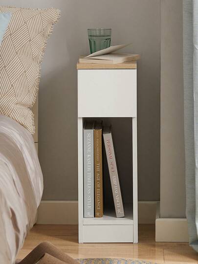 SoBuy Nightstand With Drawer For Box Spring Bed, Sofa Table, White, Approx. 20x60x35cm (WxHxD), Narrow Side Table, Telephone Table, Bedside Table, Night Chest, FBT111-WN