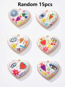 2/50pcs Random Multi-Color Fashionable Dark Heart & Devil's Eye Pendant, Suitable For DIY Necklace, Bracelet, Earring, Keychain, Phone Chain, Couple Gift Jewelry Making - Multicolor - View 29