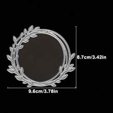 1pc Green Leaf & Star Wreath - Round Frame Scrapbooking Metal Cutting Die, For Greeting Cards, DIY Scrapbooking Albums, Home Decor, Holiday Blessings, Handmade Crafts - Silver - View 5
