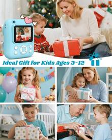 W&O Kids Camera Instant Print,Instant Camera For Kids,2.5K UHD Digital Camera With 2.6" LCD, Dual Camera,16X Zoom, Games, 32G SD Card,Birthday Gifts For 3-10 Year Old Girls Boys(Blue) - 藍色 - 查看 8