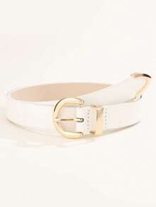 1条半圆形扣环腰带，时尚百搭女士腰带，简约设计，适合日常使用 - 白色 - 查看 8