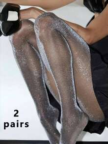 1 para bardzo dużych błyszczących przezroczystych rajstop, wygodne i modne rajstopy w jednolitym kolorze dla kobiet, trwałe błyszczące czarne pończochy, pranie ręczne/czyszczenie chemiczne, odpowiednie do codziennego noszenia | Błyszczące rajstopy | Dopasowany krój