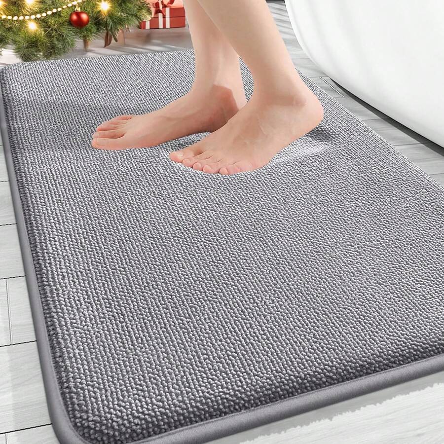 OLANLY Thick Memory Foam Bath Mat Rug 30x20, Extra Soft Absorbent Bathroom Rugs, Quick Dry Bath Mats, Non-Slip, Machine Washable Carpet For Bathroom, Tub And Shower, Home Decor Accessories, Grey - 深灰色 - 查看 1