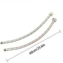 Un juego de 2 piezas de tubería de suministro de agua trenzada de acero inoxidable 304, manguera de entrada de agua G1/2, utilizada como tubería de cabezal único caliente y frío para fregaderos de cocina y baño, con conectores flexibles a prueba de explosiones.