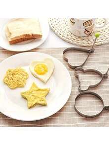 Different Combinations Of 5 Stainless Steel Egg Molds, Non-Stick Egg Cooking Utensils, Campervan Kitchen Accessories, Free Pancake And Fried Egg Molds. - Multicolor - View 6