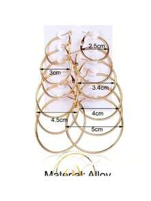 Z.W BIJUX - 6 Pairs Of Round, Oversized Black Earrings In A Rock Style. - 銀色 - 查看 4