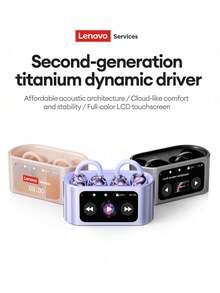 Lenovo RS105 Bluetooth Earphones, In-Ear Open-Ear, Multifunctional Touchscreen, Remote Shutter, Dual-Core Spatial Audio, Long Battery Life, Music, Sports, Gaming, Upgraded Materials, Comfortable Fit, Compatible With Smartphones And Computers - 淡紫色 - 查看 2