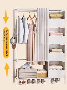 多层便携式衣柜收纳架，金属框架搭配塑料层板，简约卧室衣柜，可移动且易于组装，适用于客厅、卧室、书房、办公室，节日礼物、儿童礼物。 - 彩色 - 查看 6