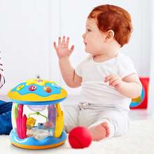 Juguete de tambor de música interactiva para niños (12M+) - Juguete giratorio del océano - 1 pieza de proyector musical con luz giratoria, juguete de tiempo de panza para bebés, regalo ideal para fiestas/cumpleaños - Multicolor - Ver 6