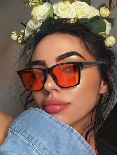 1 par de gafas de mujer con montura cuadrada de PC mate negra, de estilo vintage minimalista y de moda, para el estilo callejero y las vacaciones