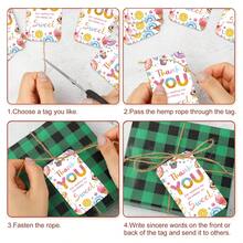 50 piezas Etiquetas de regalo con cuerda de cáñamo para fiesta de cumpleaños con donas dulces - Etiquetas colgantes de agradecimiento de colores para favores de fiesta, envoltura de regalo de celebración de cumpleaños - Multicolor - Ver 6