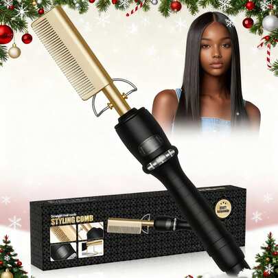UKLISS Hot Comb With Digital Display, Hair Curler, Professional High Heat Ceramic Press Comb, Multifunctional Copper Hair Straightener For Thick Hair, Gifts For Men Women, Gift Ideas, Unique Gifts, Cool Gifts, Gifts For Her, Gift Sets
