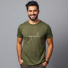 Comfortable Minimalist Printed T-Shirt - Verde militar - Ver 1