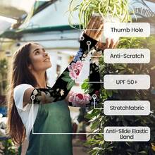 Gardening Sleeves Farm Sun Protection Arm Cooling Sleeves Thorn Proof Garden For Women Men With Thumb Hole,BlackFlower - 蒙特內哥羅 - 查看 4