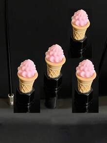 2个/4个/彩色冰淇淋轮胎气门嘴帽 - 耐用可爱的气门嘴套，防漏且通用，适用于轿车、摩托车和SUV。女士汽车配件，汽车配件，男士汽车配件。