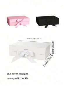 Caja de regalo con lazo de unicolor | Cierre magnético plegable: Diseño de unicolor simple + lazo de voltereta, apariencia de alta gama sin exageración, el cierre magnético es fácil de abrir y cerrar | Adecuado para regalos de San Valentín, Navidad, Acción de Gracias y otras fiestas, también se puede usar como caja de regalo para bodas y fiestas | Adecuado para almacenar regalos y artículos conmemorativos, haciendo que el regalo sea talla grande ceremonioso - Multicolor - Ver 3