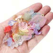 30g Pastel Acrylic Bead Set - Assorted Flower & Leaf Shapes For DIY Jewelry Making, Bracelets & Crafts - Multicolor - View 4