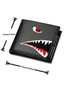 Teen Boys Cool Wallet Funny Wallets Men's Short Wallet Money Clip Pu Leather Horizontal Wallet Coin Purse Credit Id Card Cash Holder Black Blocking Cute Kawaii Aesthetic Wallets With Coin Pocket Id Window For Teen Boy Male Youth Guys Men Teenager Suitable For Teen Summer Casual Outdoor Athletic Or Vacation Travel Or Graduation Gifts Or Birthday Dress Accessories Formal/Business Formal Valentine's Day Ideas - Black - View 2