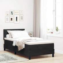 vidaXL Boxspringbett Mit Matratze, Schwarz, 90 X 190 Cm, Stoff - Schwarz - Übersicht 1