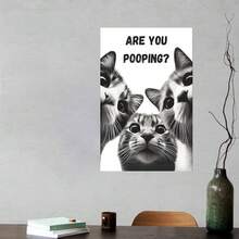 Framed Funny Bathroom Cat Canvas Wall Art Funky Are You Pooping Peeping Picture Wall Decor Humor Bathrooms Animal Poster Print Painting Perfect For Bathroom Decoration Prepare To Hang  Home Living Room Office Wall Decor, Perfect Gift And Wall Decoration - Đóng khung - Xem 5