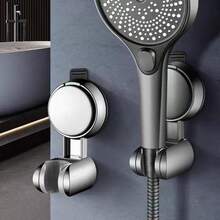 1pc Plastic Shower Head Holder, Adjustable 360° Bathroom Shower Bracket, No-Drilling Wall Mount Suction Cup Shower Hook, Reusable Relocatable Handheld Showerhead Holder - Black/Silver/Grey Options Bathroom Accessories Bathroom Tools - Multicolor - View 3