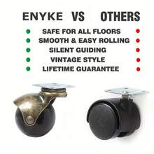 4 قطع من عجلات الأثاث الدوارة العتيقة المزودة بفرامل بقطر 2 بوصة، بتشطيب برونزي قديم، عجلات كروية من البولي بروبلين للاستخدام العام في كراسي المكاتب والأثاث - 2inch - مشاهدة 4