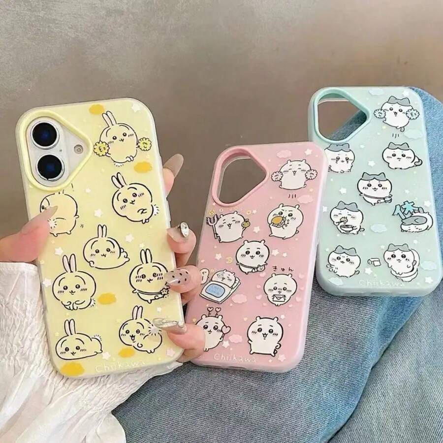 New Arrival 1pc Cute Themed 17/16/15/14/13/12/11 Plus Pro Silicone Phone Cover,17Promax 17 16 15 14 13 Pro 16promax Newest Usagi Hachiware Cartoon Phone Ins Korean Cover.Accessories. - Nhiều màu - Xem 1