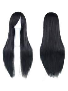 Peruca sintética de 86 cm de comprimento, dourada e lilás claro, ideal para cosplay, festa ou uso casual.