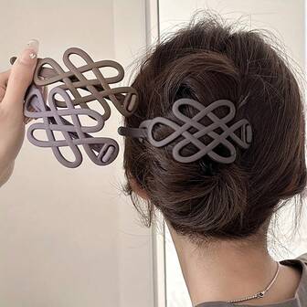 4个哑光极简发夹，中国结扭结发夹，爪夹，发卡，发夹