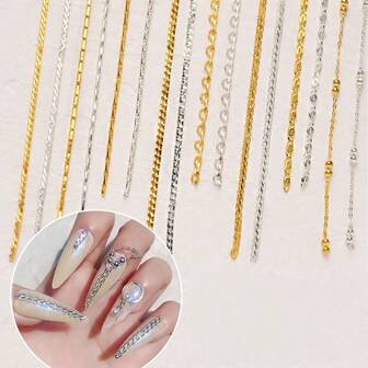 1米/包 金银金属链，韩式/朋克风，美甲装饰链，包包及美甲DIY用品，细扁链饰品制作，美甲装饰